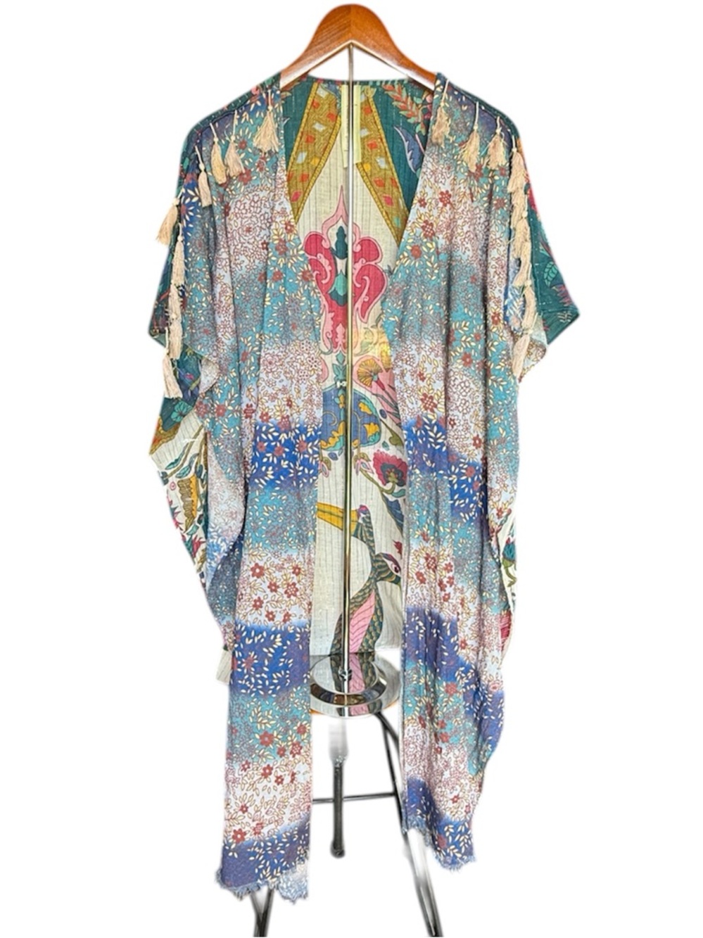 Aratta Silent Journey Anthropologie Fields of Happiness Tasseled Kimono OS